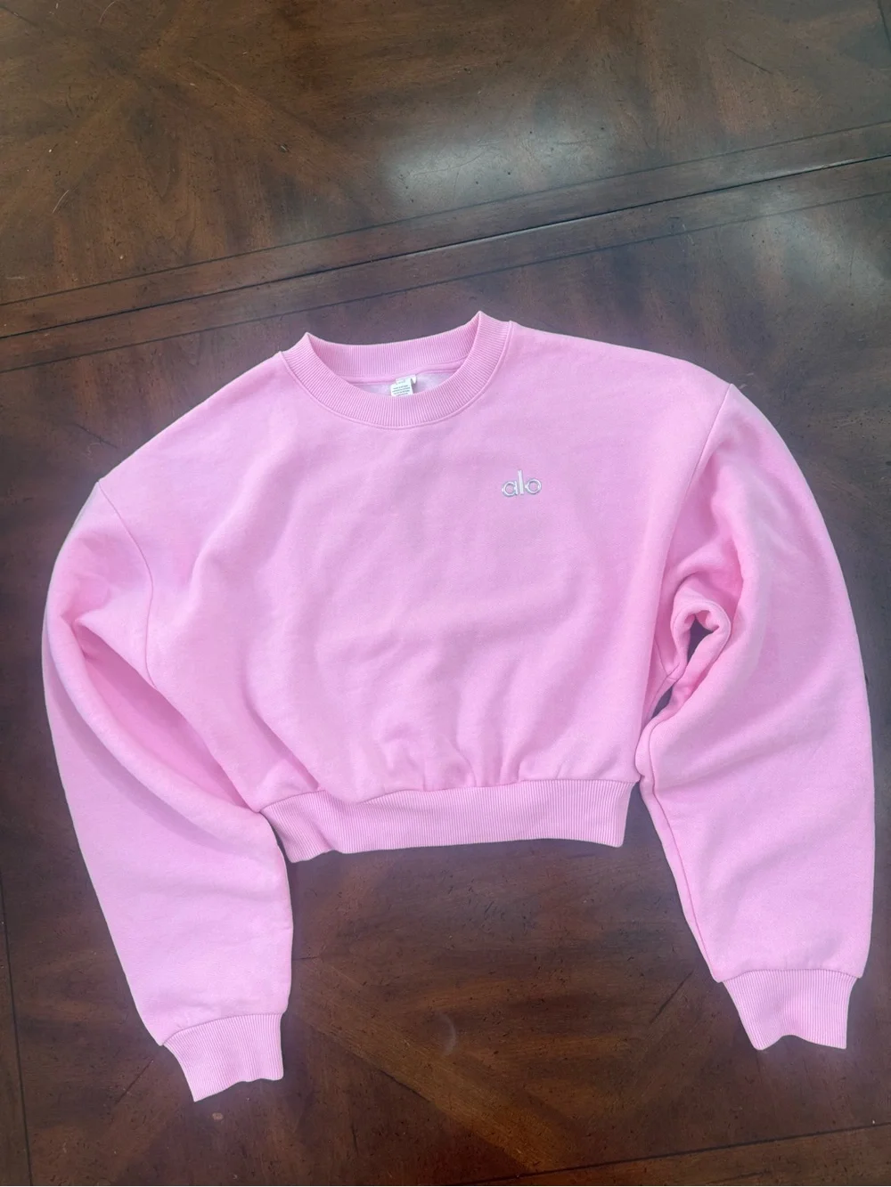 Alo yoga Cropped Accolade Crewneck French Terry Sweet Pink Sweatshirt S
